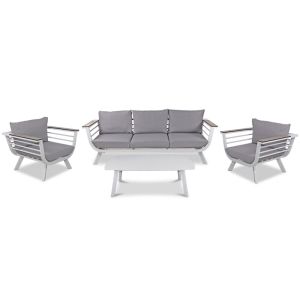 Amalfi Outdoor Lounge Set | Arctic White with Stone Spuncrylic Cushions and HPL accent