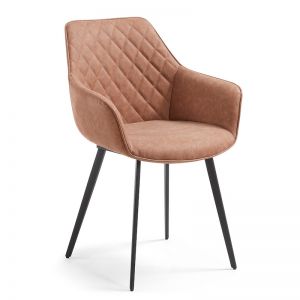 Amira Armchair in Rust Brown Synthetic Leather