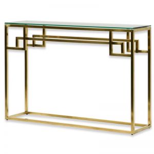 Anderson 1.15m Console Glass Table | Brushed Gold Base | Interior Secrets