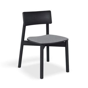 Andi Dining Chair | Black Stained Ash | Upholstered Light Grey Fabric Seat