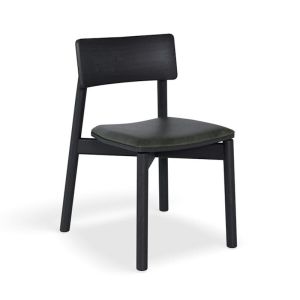 Andi Dining Chair | Black Stained Ash | Vintage Green Vinyl Seat