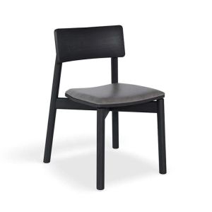 Andi Dining Chair | Black Stained Ash | Vintage Grey Vinyl Seat