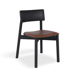 Andi Dining Chair | Black Stained Ash | Vintage Tan Vinyl Seat