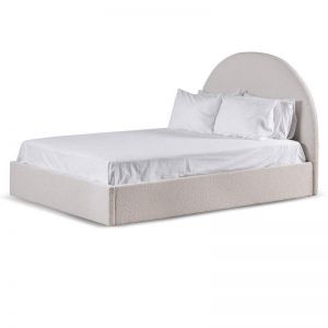 Antonia Queen Sized Bed Frame - Ivory White Boucle with Storage