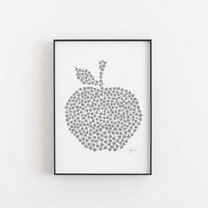 Apple Orchard in Silver Grey Wall Art Print | by Pick a Pear | Unframed