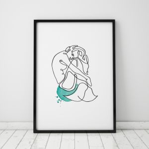Aquata | Mermaid Line Art Print | Framed or Unframed