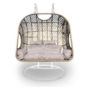 Arcadia Furniture 2 Person Rocking Hammock Egg Chair | Oatmeal and Grey