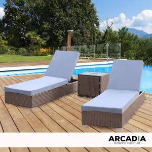 Arcadia Furniture 3 Piece Sunlounge Set | Various Colours