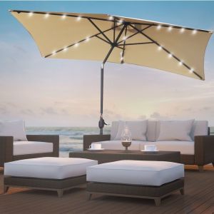 Arcadia Furniture Outdoor 3 Metre Garden Umbrella with In-Built Solar LED Lights | Various Colours