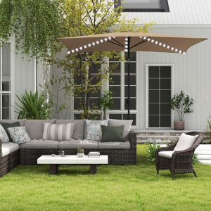 Arcadia Furniture Outdoor 3 Metre Garden Umbrella with In-Built Solar LED Lights | Various Colours
