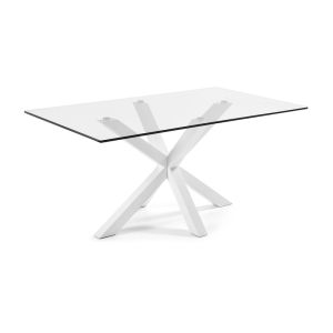 Argo Dining table | 150 x 90cm | Glass Table Top | White Legs