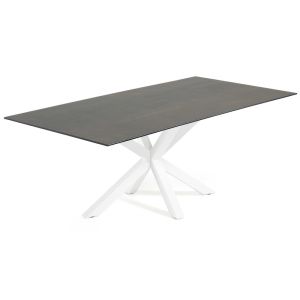 Argo Dining Table | 160 x 91cm | Ceramic Iron Moss Table Top | White Legs