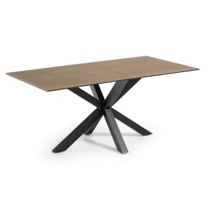 Argo Dining Table | 180 x 100cm | Ceramic Iron Corten Table Top | Black Legs
