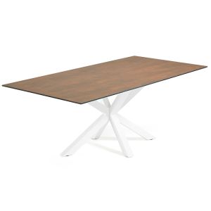 Argo Dining Table | 180 x 100cm | Ceramic Iron Corten Table Top | White Legs