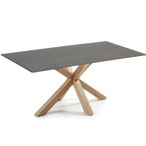 Argo Dining Table | 180 x 100cm | Ceramic Iron Moss Table Top | Natural Legs
