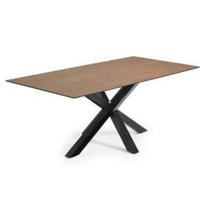 Argo Dining Table | 200 x 100cm | Ceramic Iron Corten Table Top | Black Legs