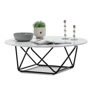 Aria Marble Round Coffee Table | White & Black | by L3 Home