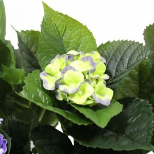 Artificial Hydrangea | 74cm | Mixed Purples and Yellows