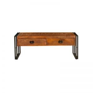 Astra Large wooden Coffee Table | 2 Drawer | Natural & Black | 120cm