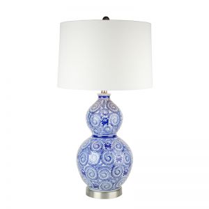 Audrey Blue & White Swirl Ceramic Table Lamp | by Black Mango