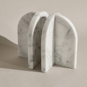 Aurelia Bookends in Marble - Carrara White
