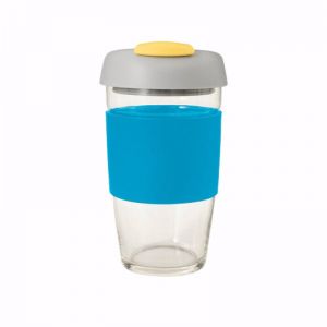 Avanti Borosilicate Glass 437ml Go Cup - Blue/Grey/Yellow
