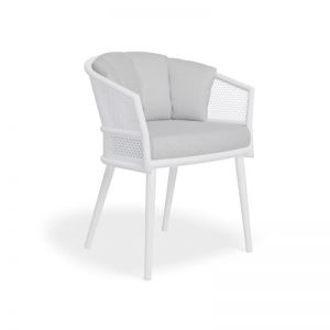 Avila Dining Chair | White with Light Grey Cushion