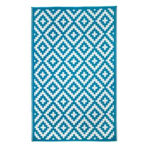 Aztec Teal & White Foldable Large Outdoor Rug | Camping Mat