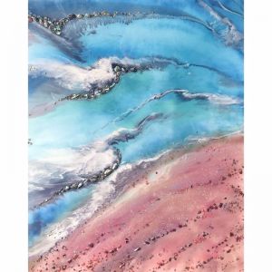 Azure . Original Artwork  with Abalone Shells and Red Corals by Antuanelle . Commission