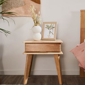 B2C Furniture | Ari Bedside Table | Natural Hardwood