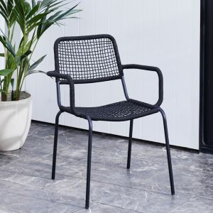 B2C Furniture | Bahamas Stackable Steel Outdoor Dining Chair | Set of 2 | Black