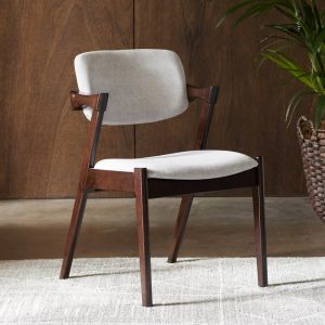 B2C Furniture | Bella Dining Chair | Set of 2 | Dark Hardwood | Grey Fabric