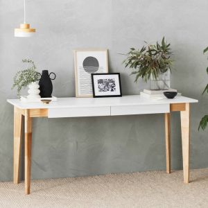 B2C Furniture | Byron Console Table | 2 Drawer | Natural Hardwood