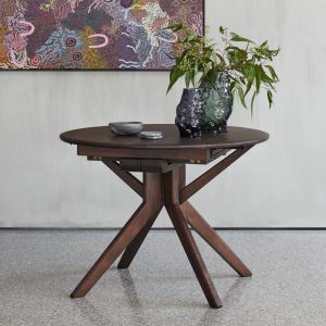 B2C Furniture | Casa Hardwood Extendable Dining Table (120 - 200cm) | Round | Arabica Walnut