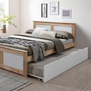 B2C Furniture | Coco Double Bed with Trundle | Natural Hardwood Frame
