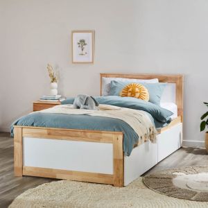 B2C Furniture | Coco Single Bed with Storage | Natural Hardwood Frame