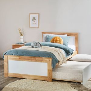 B2C Furniture | Coco Single Bed with Trundle | Natural Hardwood Frame