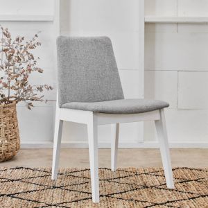 B2C Furniture | Finn Hardwood Dining Chair | Set of 2 | Grey Fabric