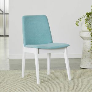 B2C Furniture | Finn Hardwood Dining Chair | Set of 2 | Seabreeze Aqua Fabric