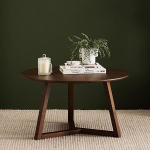 B2C Furniture | Franki Hardwood Round Coffee Table | Rustic Walnut