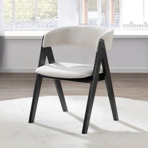 B2C Furniture | Gaudi Black Hardwood Dining Chair | Set of 2 | Beige Fabric