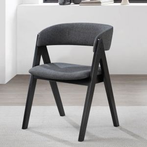 B2C Furniture | Gaudi Black Hardwood Dining Chair | Set of 2 | Charcoal Fabric