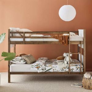 B2C Furniture | Myer King Single Bunk Bed | Rustic Walnut Hardwood Frame