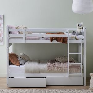 B2C Furniture | Myer White Single Bunk Bed with Storage | Hardwood Frame