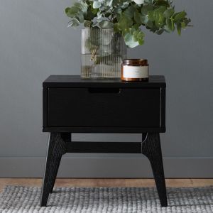 B2C Furniture | Paris Black Hardwood Bedside Table | Nightstand