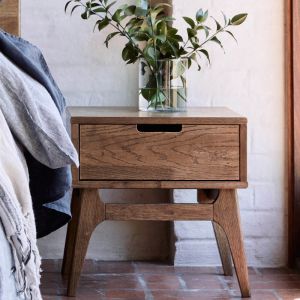 B2C Furniture | Paris Hardwood Bedside Table | Rustic Walnut