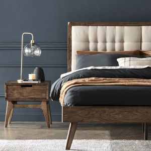 B2C Furniture | Paris Hardwood Queen Size Bed Frame | Rustic Walnut