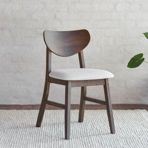 B2C Furniture | Soho Hardwood Dining Chair | Set of 2 | Rustic Walnut | Beige Fabric