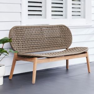 B2C Furniture | Tuvalu Acacia Outdoor Bench Seat | Khaki Rope