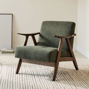B2C Furniture | Webster Green Occasional Chair | Rustic Walnut | Hardwood Frame